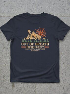 Out Of Breath Hiking Society Funny Vintage Graphic Tee | Camper